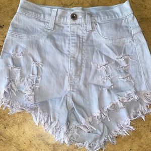 Light blue denim shorts